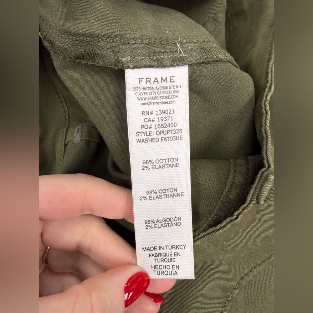 Frame Green Khaki Cropped Wide Leg Pants - Picture 4 of 5